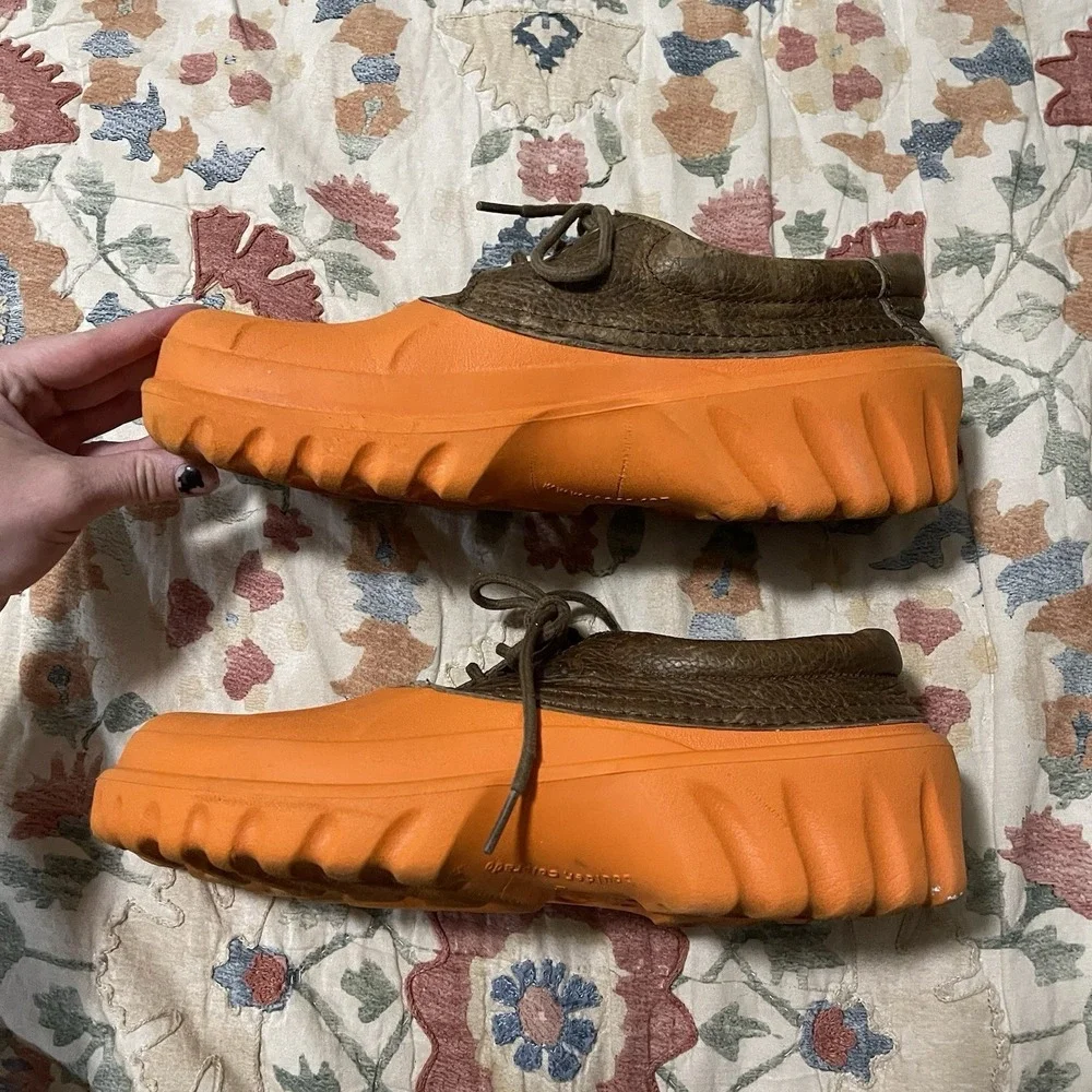 Rare Crocs Axle‎ Islander Boat Shoes Orange Foam Leather Men 10 Women 12 Unisex